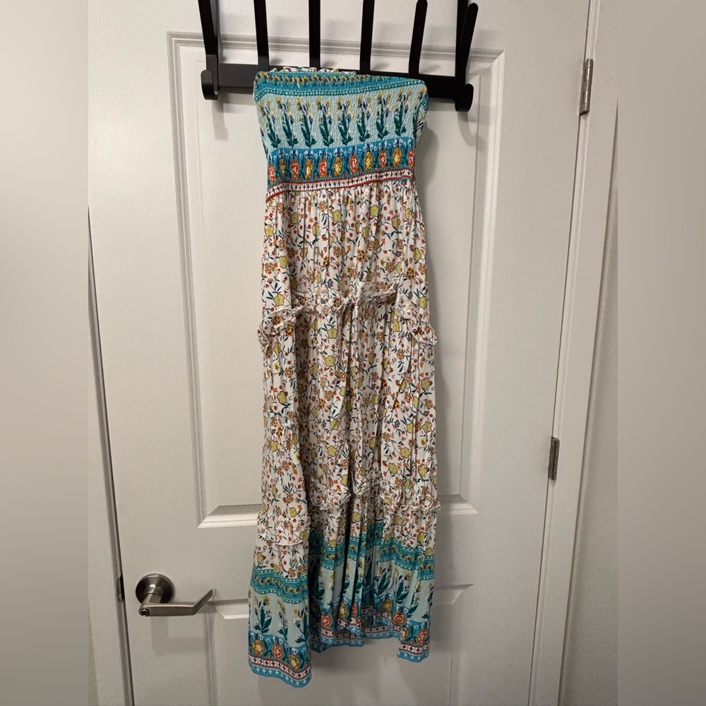 Bohemian Strapless Maxi Dress - Multicolor